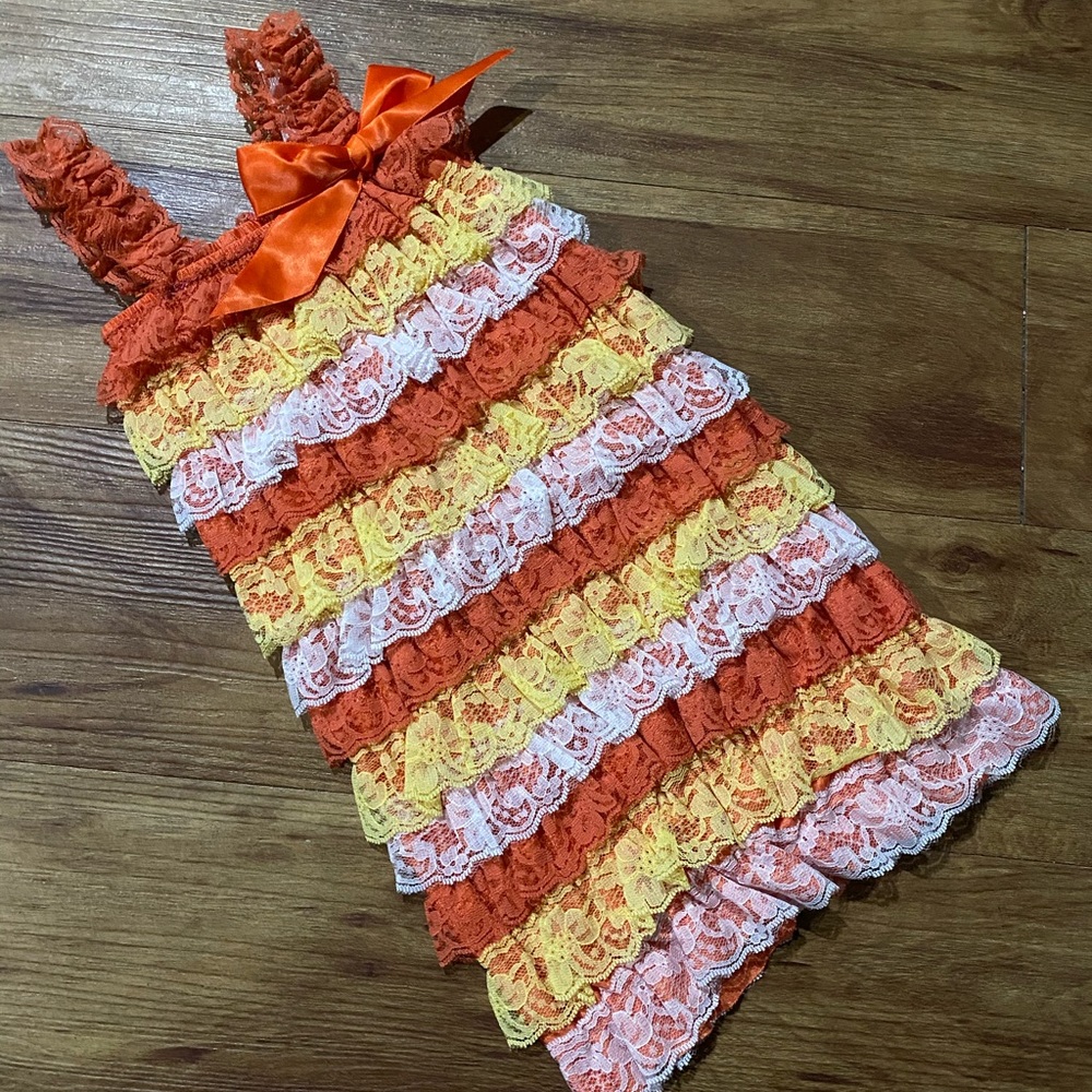 Orange, Yellow & White Lace Romper